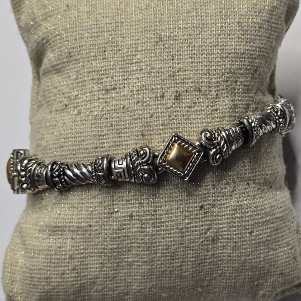 Vintage 90s Chunky Mixed Metals Silver and Gold Magnetic Bracelet